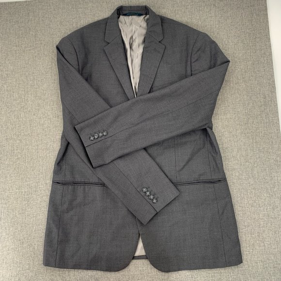 Perry Ellis Men's Gray Blazer 2 Button 44R Pockets Lined Business Long Sleeve - Picture 2 of 13